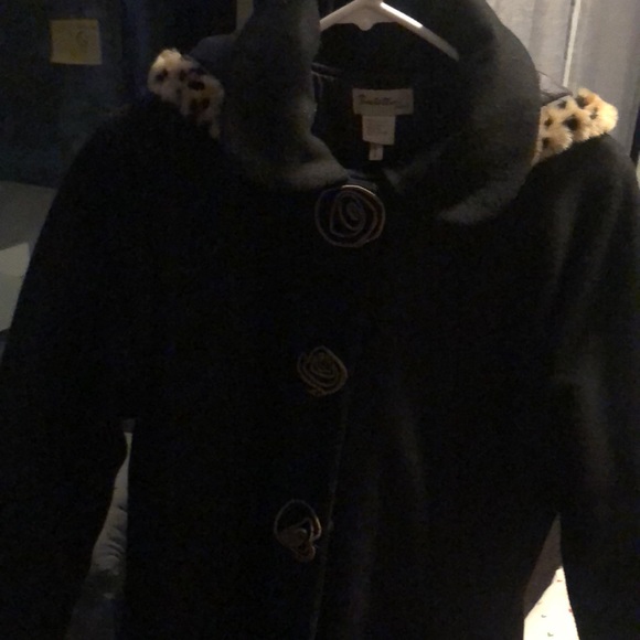 Stunning Vintage Wool  blend coatwith leopard faux fur Cuffs - Picture 12 of 13